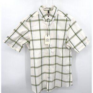 Crosby & Howard Ivory Plaid‎ Short Sleeve Button Down Shirt NWT Sz M